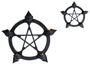 Pentagram Incense Stick and Candle Holder Wall Plaque