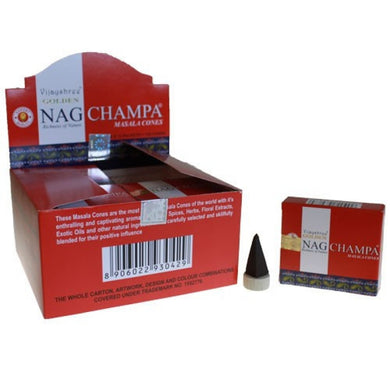 Viajayshree Golden Nag Champa Natural Masala Incense Cone - My Wish List Gifts